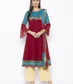 Maroon embroidered georgette salwar
