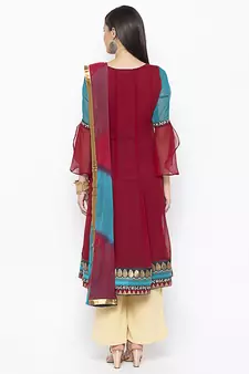Maroon embroidered georgette salwar