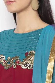 Maroon embroidered georgette salwar