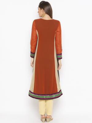 Orange embroidered georgette kurta &-sets 4