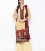 Beige embroidered georgette salwar