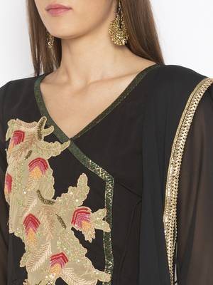 Black embroidered georgette salwar 4