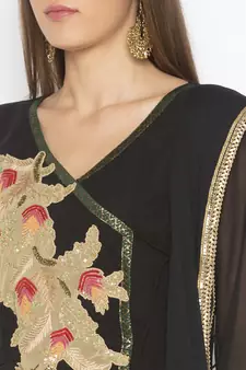 Black embroidered georgette salwar