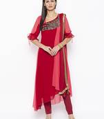 Maroon embroidered georgette salwar
