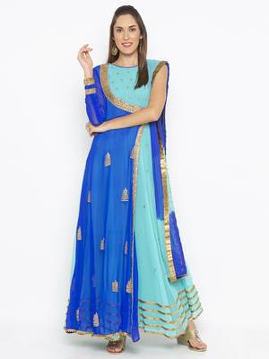 Blue embroidered georgette salwar 1