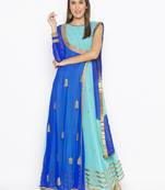 Blue embroidered georgette salwar