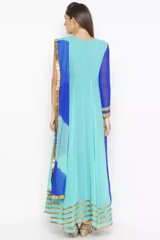 Blue embroidered georgette salwar