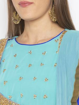 Blue embroidered georgette salwar 4