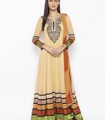 Beige embroidered georgette salwar