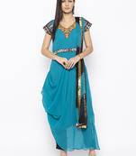 Blue embroidered georgette salwar