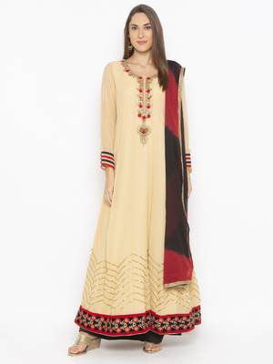 Beige embroidered georgette salwar 1