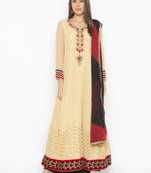 Beige embroidered georgette salwar