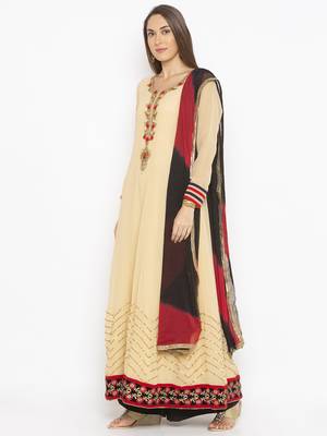 Beige embroidered georgette salwar 2