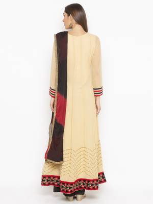 Beige embroidered georgette salwar 3