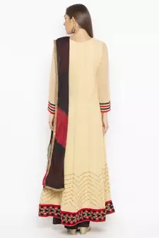 Beige embroidered georgette salwar