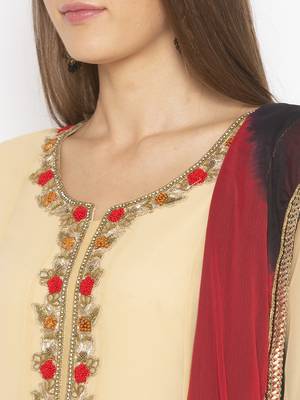 Beige embroidered georgette salwar 4