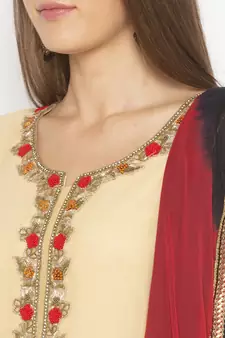 Beige embroidered georgette salwar