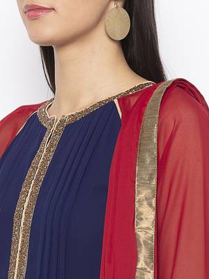 Navy-blue embroidered georgette salwar 4