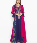 Navy-blue embroidered georgette salwar