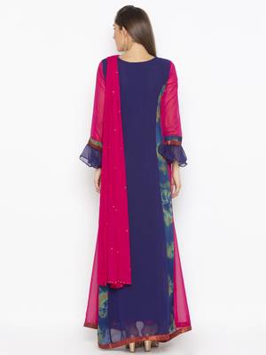 Navy-blue embroidered georgette salwar 3