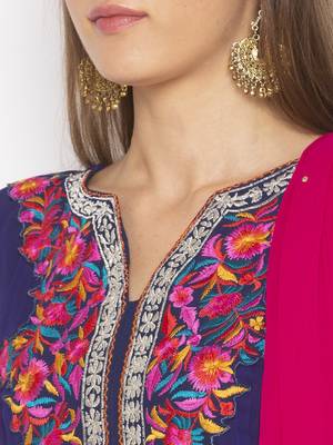 Navy-blue embroidered georgette salwar 4