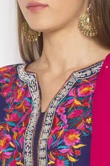 Navy-blue embroidered georgette salwar