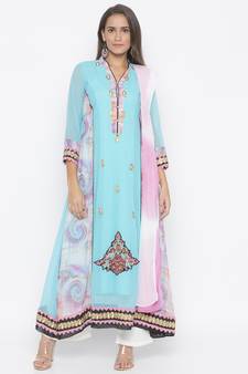 Light-blue embroidered georgette salwar