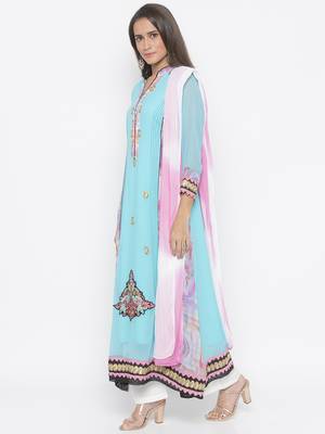 Light-blue embroidered georgette salwar 2
