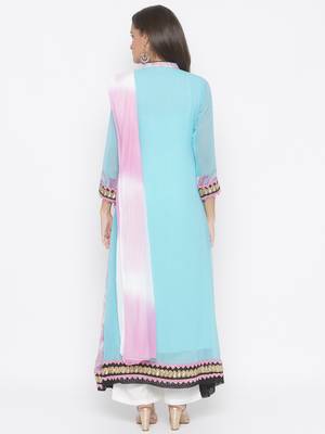 Light-blue embroidered georgette salwar 3