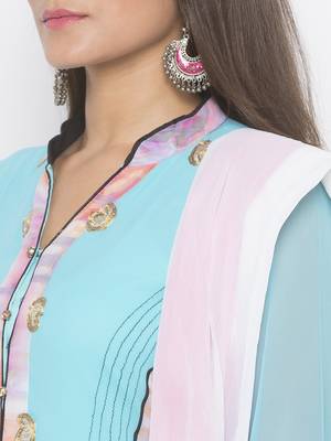 Light-blue embroidered georgette salwar 4