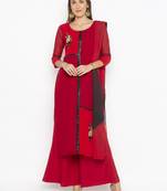 Red embroidered georgette salwar