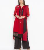 Red embroidered georgette salwar