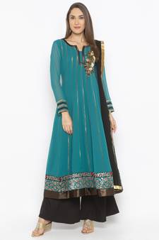 Green embroidered georgette salwar