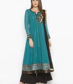 Green embroidered georgette salwar