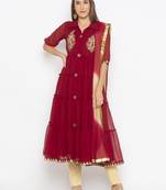 Maroon embroidered georgette salwar