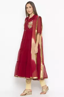 Maroon embroidered georgette salwar