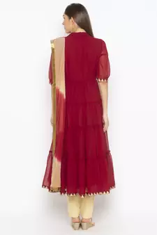 Maroon embroidered georgette salwar