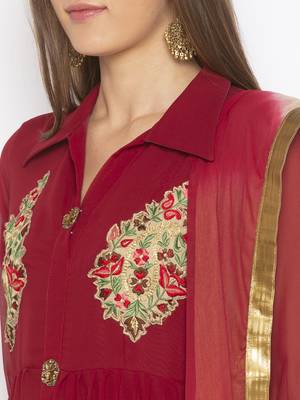Maroon embroidered georgette salwar 4