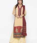 Beige embroidered georgette salwar