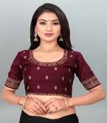 Glorious Wine color embroidered un-stitched blouse