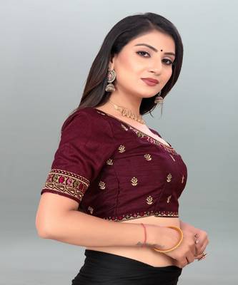 Glorious Wine color embroidered un-stitched blouse 3