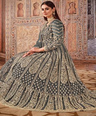 Grey Net Anarkali Salwar Kameez 2