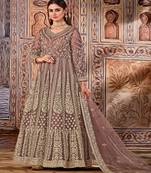 Light Beige Net Anarkali Salwar Kameez