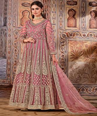 Light Pink Net Anarkali Salwar Kameez 1