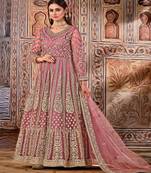Light Pink Net Anarkali Salwar Kameez