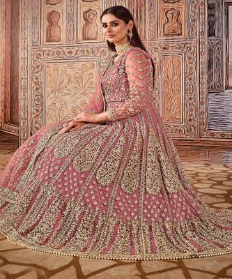 Light Pink Net Anarkali Salwar Kameez 2