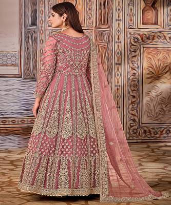 Light Pink Net Anarkali Salwar Kameez 3