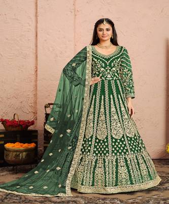 Green Net Anarkali Salwar Kameez 1