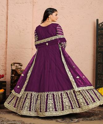 Wine Net Anarkali Salwar Kameez 2
