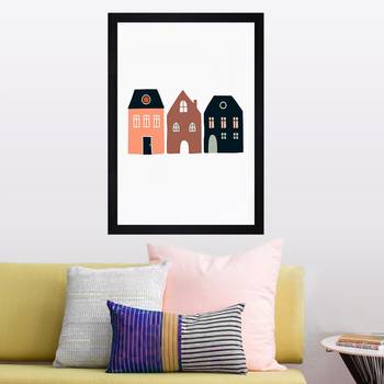 Three Houses Kids Textured Paper Framed Art Print  For Kids Room 1